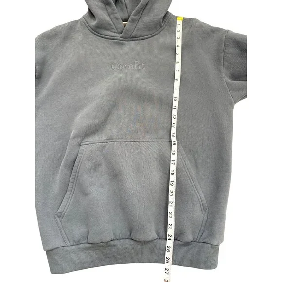 Comfrt Hoodie Blue Gray Fleece Pullover Oversized Unisex Sweatshirt Size S - Picture 6 of 7